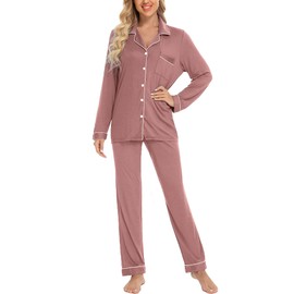 Anjue Loungewear Sets Women's Pajama Short Set Soft Cotton Pjs Sleepwear for Lady Lounge Set(Pink,XL)