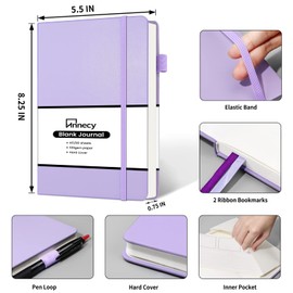 Annecy Blank Journal Notebook, Medium 5.5x 8.25, 160 Pages 100GSM Writing Paper, A5 Purple Faux Leather Cover with Pen Loop