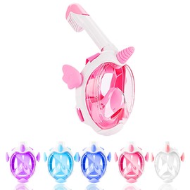 AiScrofa Kids Snorkel Mask, Full Face Snorkel Mask for Kids 4-16, 180 HD View Anti-Fog Anti-Leak Snorkel Mask for Kids Snorkel Set Snorkeling Gear for Kids