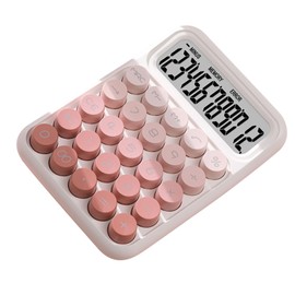 Large Button Calculator with 12 Digits Clear Display Screen Calculator for Student Accountants Multi-purpose Cute Calculator (PINK)