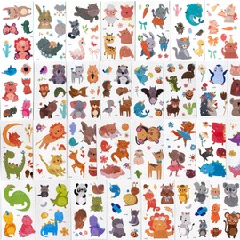 Esland Glitter Animal Temporary Tattoos for Kids - 30 Sheets Cute Wild Animals Fake Tattoo Stickers, Waterproof Small Tattoos for Girls and Boys