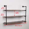 MBQQ Industrial Retro Pipe Shelf 44in 3 Tier Wall Mounted,Rustic