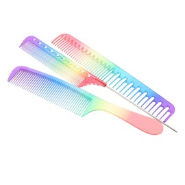 Beavorty 3pcs Rainbow Hair Combs Professional Anti-static Styling Combs for Salon Home Use Tooth Design for Management Smoothing