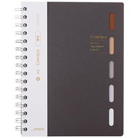 Risedot Spiral Notebook, Black 5 Subject Spiral Bound Journal Wide Ruled Spiral Notebook, with A5 Lined Notebook