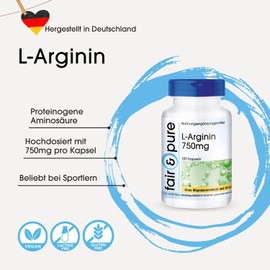 Fair & Pure® - L-Arginin Kapseln - 4500mg pro Tagesdosis - vegan - ohne Magnesiumstearat - 180 Kapseln