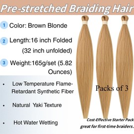 Brown Blonde Braiding Hair Pre stretched Box Braiding Hair Extensions