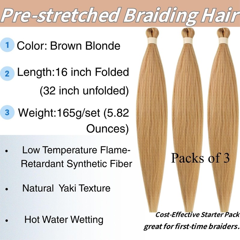Brown Blonde Braiding Hair Pre stretched Box Braiding Hair Extensions