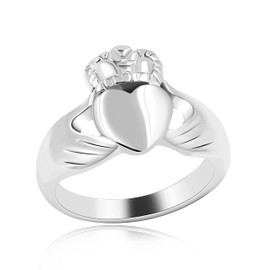 Uloveido Men's Stainless Steel Irish Claddagh Heart Ring Love Hand Crown Ring Wedding Promise Jewelry for Men Y981 (Size 9)