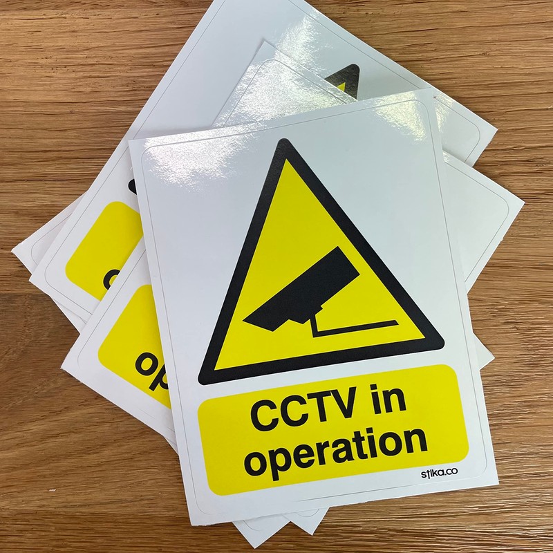 Pack of 4 CCTV camera in operation warning Sign, 5cm