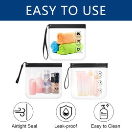 Siliget 2Pcs Airport Security Liquids Bags, 20X20cm Clear Toiletry Bag with Lanyard, Waterproof Airport Liquids Bags Travel Accessorie Holiday Essentials for Women/Men