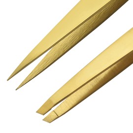 Wishbeauty Tweezer Pointed and Slant Pointed Eyebrow Tweezers for Women & Men - 2pc Precision Tweezers for Eyebrows, Facial Hair & Ingrown Hair Removal - Stainless Steel