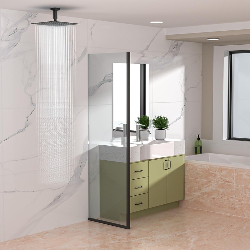 Lordear 10 Inch Brushed Nickel Ceiling Mount Shower Arm and