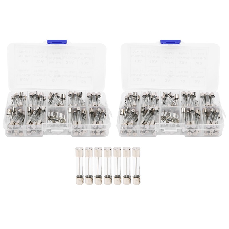 2Boxes Glass Tube Fuse Kit M6x30mm 0.5A‑30A Fast Acting Quick