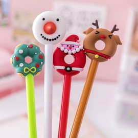 Christmas Gift Donut Ballpoint Pen - Santa, Rudolph, Tree, Snowman Character Stationery & Accessories - Promotional Souvenir LF1954 One Size/0.5mm Sweet Ring Wreath 300ea