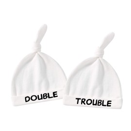 YSCULBUTOL Baby Twins New Baby Hat Toddler Hat for Boys Girls Cap Double Trouble Children Hat Baby Baby Accessories Newborn
