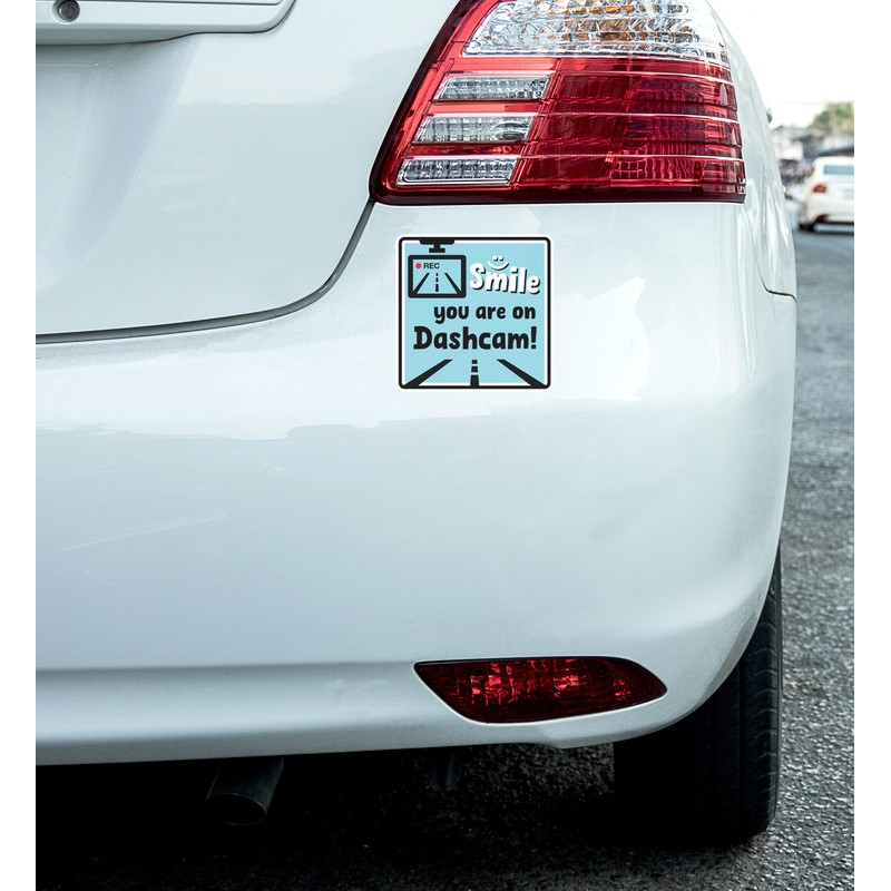 2 x 10cm Smile Dashcam Recording Vinyl Stickers - Funny