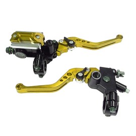 LisylineAuto Universal 7/8" 22mm Motorcycle Brake Lever Handlebar Brake Master Cylinder Clutch Lever Left & Right Set Compatible with Harley Honda Kawasaki Suzuki Yamaha Gold