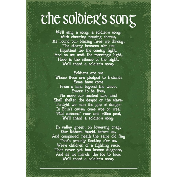 The Soldier's Song, Irish National Anthem Print, Green Wall Art,