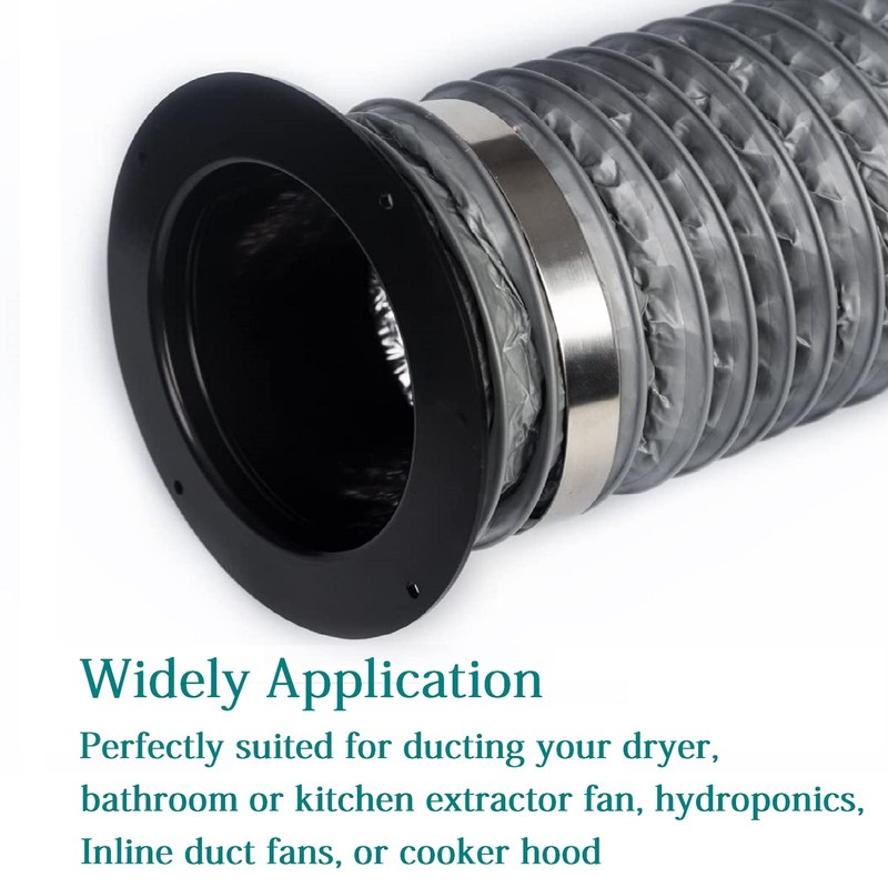 Duct Connector Flange 8"(7.56 Inch) Black Plastic Straight Dryer Vent