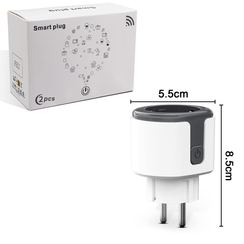 Pack of 2 WLAN Smart Sockets, Smart Home WiFi Socket