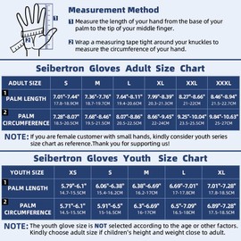 Seibertron SPS-1 Unisex Touchscreen Road Racing Motorcycle MTB Sports Gloves Also fit BMX MX ATV Mountain Bike Bicycle Cycling Off-Road/Dirt Bike Motocross etc Full Finger Youth Black L