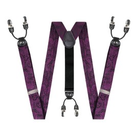 Alizeal Mens Classic Paisley Suspender, Bow Tie, Hanky and Cufflinks Set (Plum Purple)