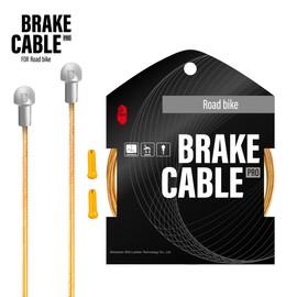 CNC Bicycle Brake Cable, Bowden Cable Bicycle Brake Cable for Shimano SRAM 1700/2100/2800 mm Universal Polishing Grinding Bicycle Brake Cable with End Caps for Road Bike MTB BMX, Golden