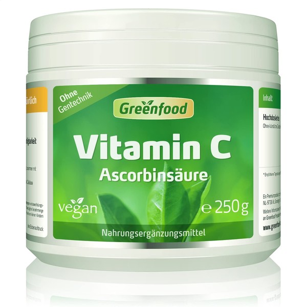 Vitamin C Powder, 250 g – For Strong Immune System, Healthy Teeth and Gums, Strong Connective Tissue Guaranteed without genetic engineering! No artificial additives. Vegan. 250.0