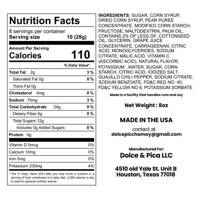 Pica Strawberry Gusherz 8 oz Snack - Fruity Candy, Sweet