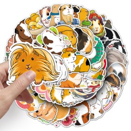 Guinea Pig Stickers for Water Bottle,50 PCS Cavy Animal Cute Style Stickers Pack for Bicycle Suitcase Laptop Phone Luggage Guitar,Waterproof Aesthetic Vinyl Stickers for Teens Party Favors