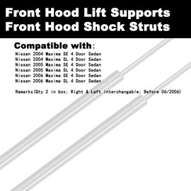 Front Hood Lift Supports Shock Struts Compatible with Maxima 2004 2005 2006 2007 2008 04 05 06 07 08 Sedan Built Before 06/2006 Replace 654707Y010(2PC Set)