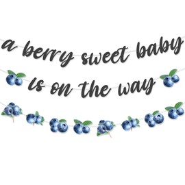 Jollyboom Berry Sweet Baby Shower Decorations Girls, A Berry Sweet Baby is On The Way Banner Blueberry Baby Shower Decoration Banner Garland for Girl Berry Fruit Theme Baby Shower Party