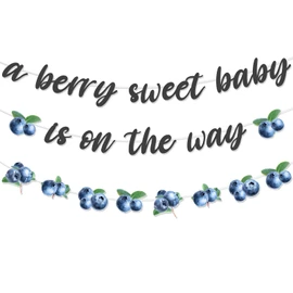Jollyboom Berry Sweet Baby Shower Decorations Girls, A Berry Sweet Baby is On The Way Banner Blueberry Baby Shower Decoration Banner Garland for Girl Berry Fruit Theme Baby Shower Party