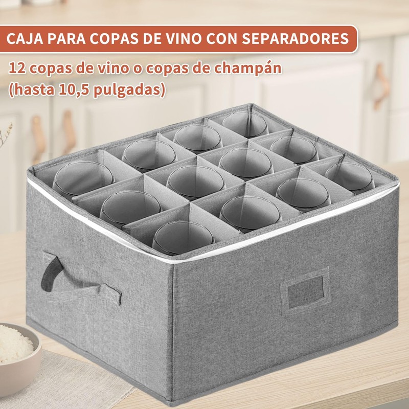 BOHEMIABY Wine Glass Storage Box Holds 12 - Stackable Hard
