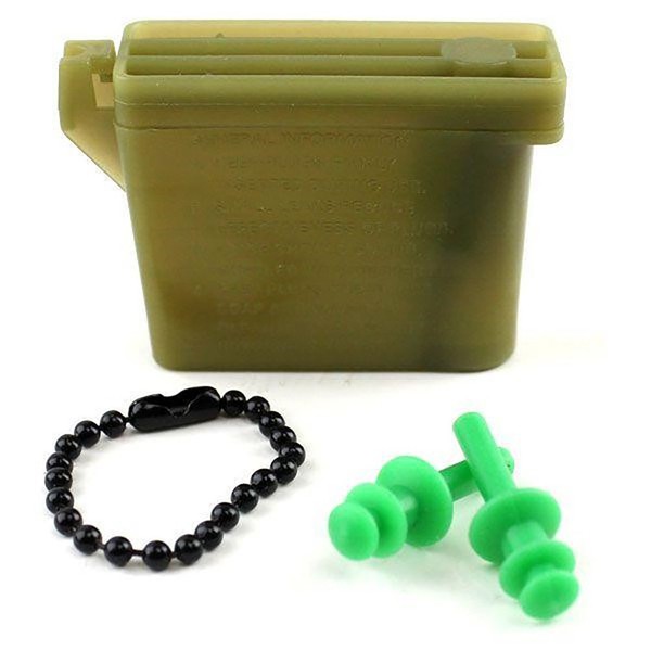 Vanguard Military Ear Plugs with Chain and Case (Green, Small)