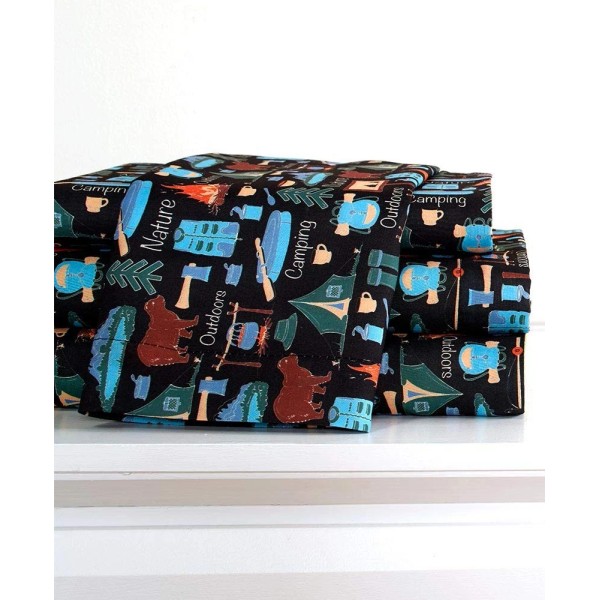 The Lakeside Collection Campsite 3-Piece Sheet Set with Retro Camping
