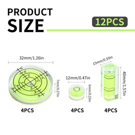Pack of 12 Small Spirit Level, Mini Level, Round Dragonfly for Camping, Motorhome, Caravan, Camera