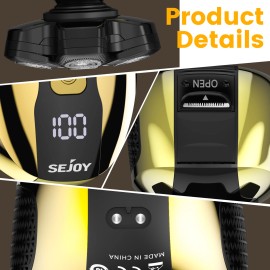 SEJOY 6D 5in1 Shaver Cordless Hair Trimmer Bald Head Razor Electric Men Wet/Dry