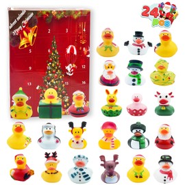 ABMISKAT Christmas Advent Calendar 2024, Rubber Ducks Christmas Countdown, 24 Days of Fun Xmas Countdown Bath Gift for Bath Time Ducks Blind Box Holiday Party Favors