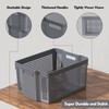 Afromy 12-Pack Large Stacking Basket, Plastic Storage Organizer Bins