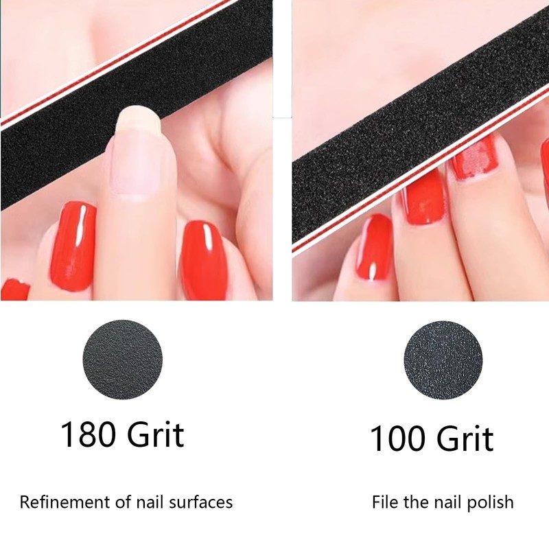 21 Pcs Nail File 100/180 Grit Nail Files,Black Double Sided