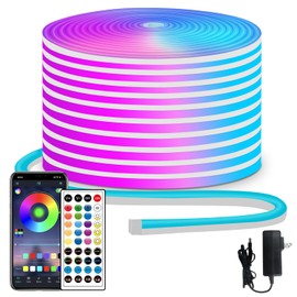 segrass 50ft RGB LED neon Rope Lights LED neon Strip Lights with Remote Control/APP Control IP65 24V Waterproof Flexible Neon LED Strip Lights,Led Lights for Bedroom Room Outdoors Décor