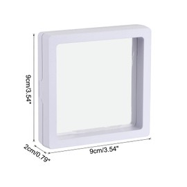 MECCANIXITY Floating Thin Film Display Box, ABS Frame Display Case Holder 9cm x 9cm x 2cm White for Ring Necklace Bracelet Earring Pack of 6
