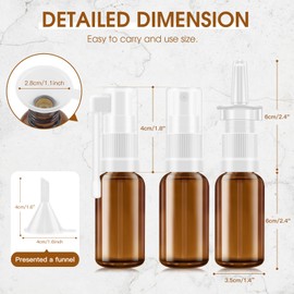 YAKESD Nasal Spray Bottle, 3 Pcs 30ML/1oz Glass Amber Refillable Fine Mist Sprayers Atomizers, Small Empty Nasal Sprayer with Oils Spray Tops, Oral/Swivel Sprayers, Funnels and Labels