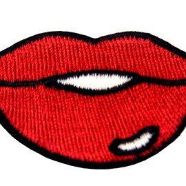 Lady's Sexy Red Lips Patch Embroidered Badge Iron On Sew On Emblem