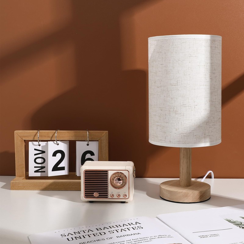 TOVINANNA Fabric Drum Lampshade, Cylindrical Desk Lamp Shade, Linen Bedside