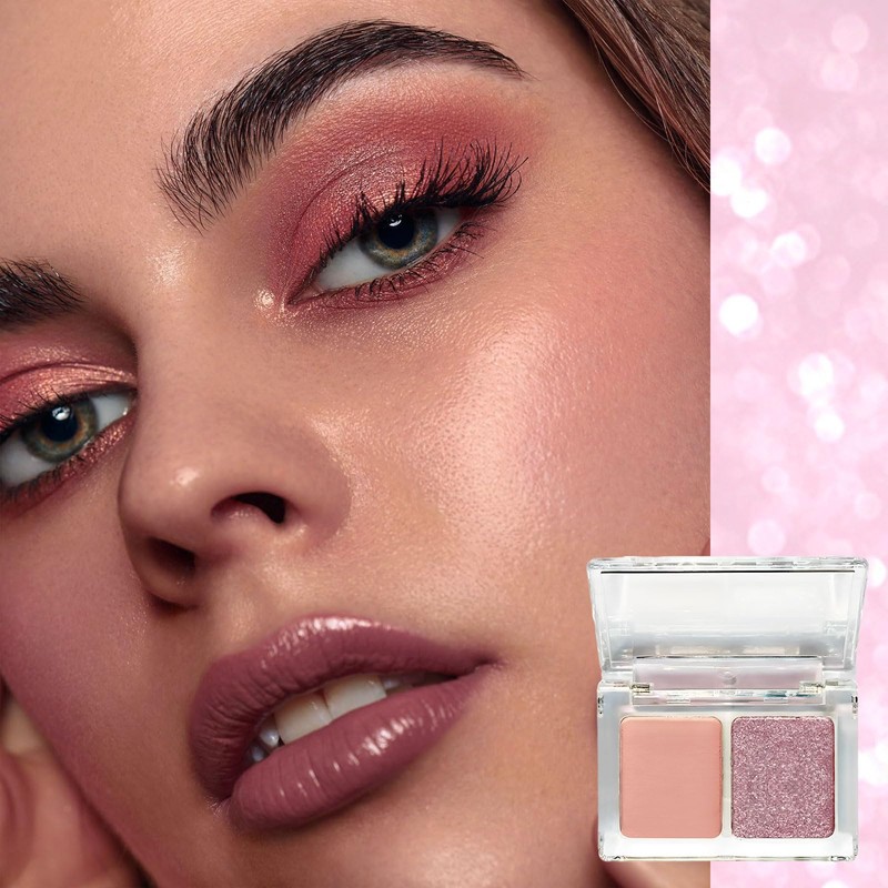 Pink Eyeshadow Palette,2 Colour Highly Pigmented Matte Shimmering Eye Shadow