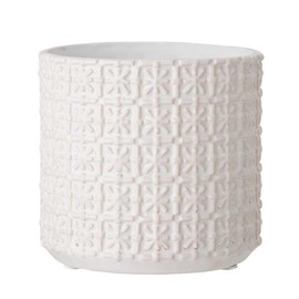 Nordring Ceramic Flower Pot Cross - colorful Planter, Pot for plants, sukkulents Size M (12,5 cm ø) Dia 5'', Stoneware, white