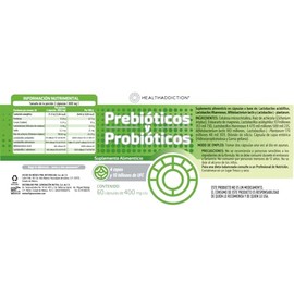 HEALTHADDICTION - Probióticos y Prebióticos – Fórmula Avanzada con 4 Cepas y 10 Billones de UFC – Cápsulas de Absorción Entérica, Sin Gluten, Lactosa 