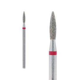 Diamond Nail Drill Bit - Slightly Rounded Flame, 1.8 mm, Medium Grit.